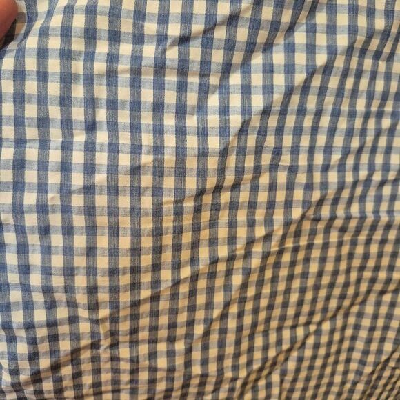 Eddie Bauer Men's Dusty Blue & White Mini Gingham Check Button Down Short Sleeve - Picture 9 of 11
